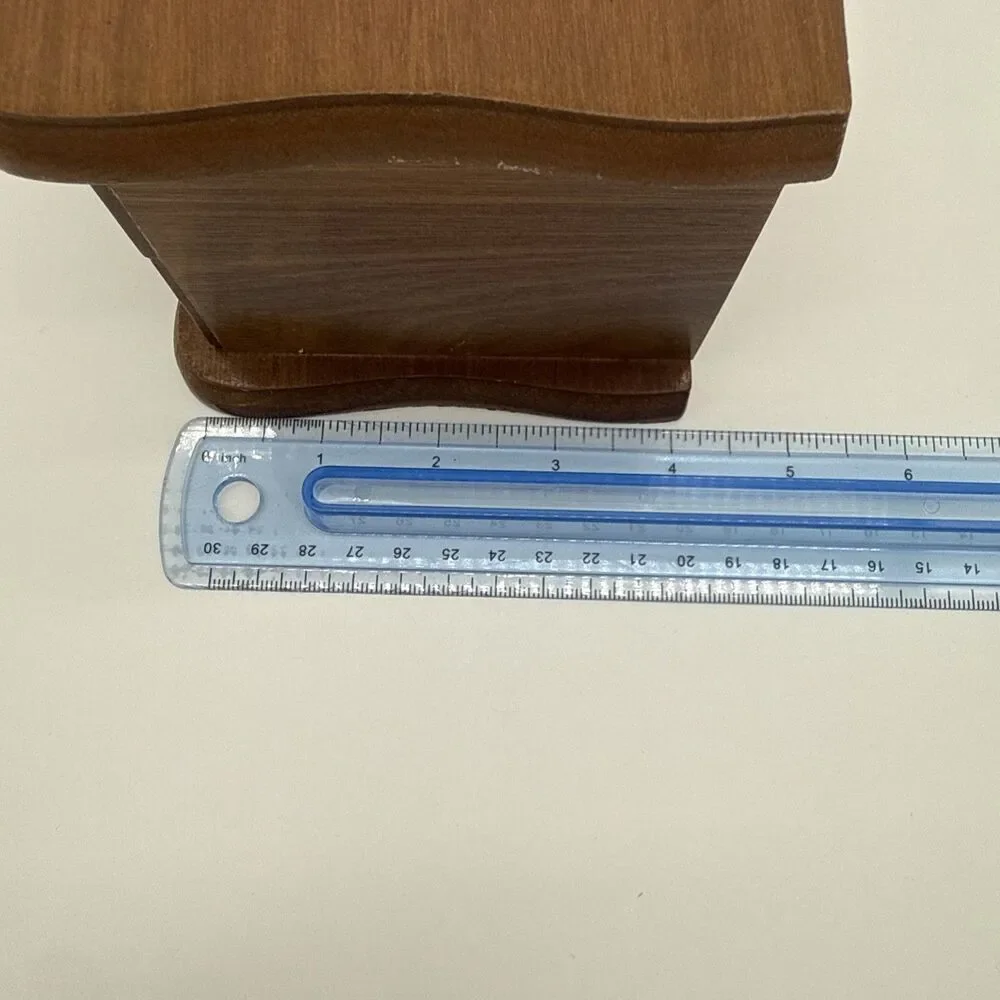 Vintage Wooden Mini Jewelry Box Drawer Flip Top Storage Felt Lined